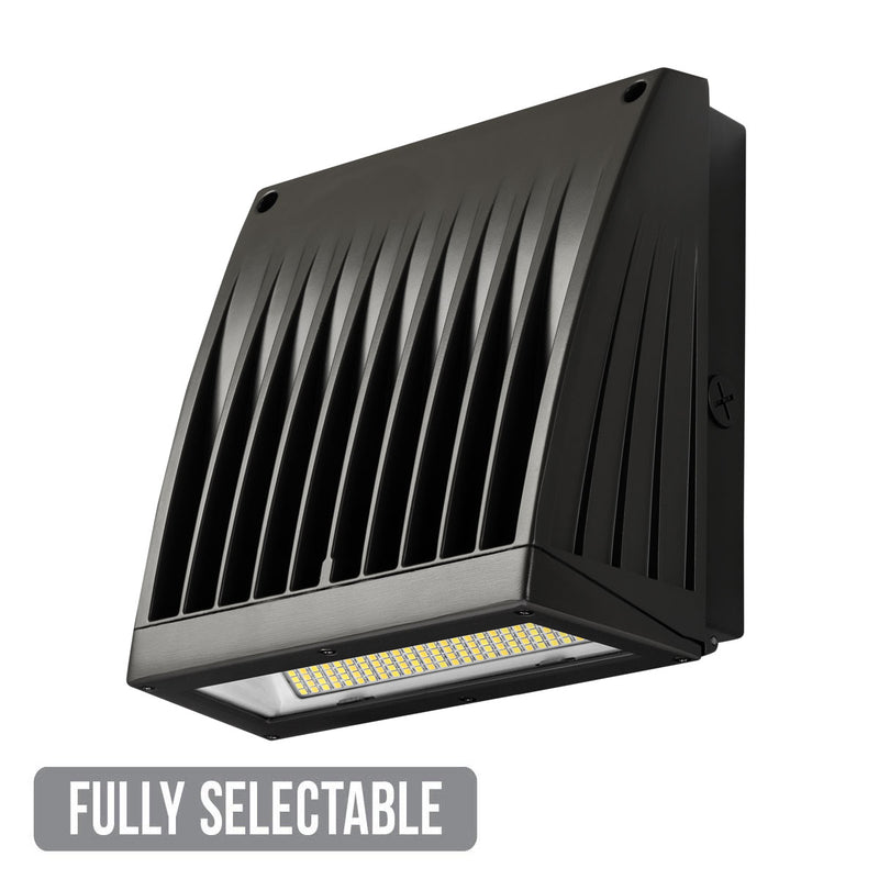 Atlas WSPLS2-8L - Slim Pack Pro - Fully Selectable 20W/40W/60W/72W  | Lumen - 2134/4424/6346/7617 | CCT Selectable 4000K/4500K/5000K) LED Large Wall Pack w/ PC (FREE SHIPPING ON 6+ FIXTURES)